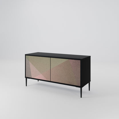 BEIGE GEOMETRY Kompakt TV-bänk med 2 dörrar