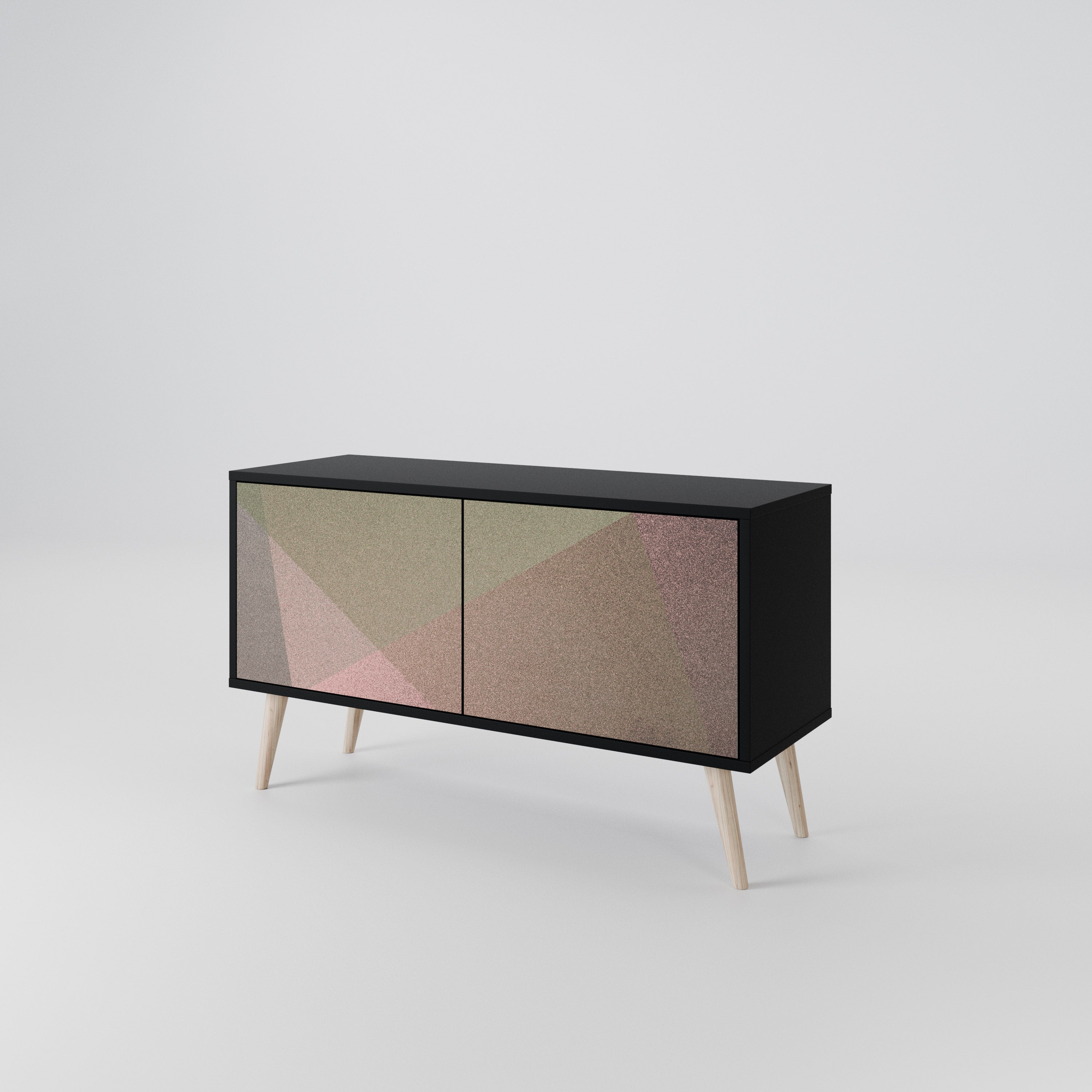 BEIGE GEOMETRY Compact 2-Door TV Cabinet