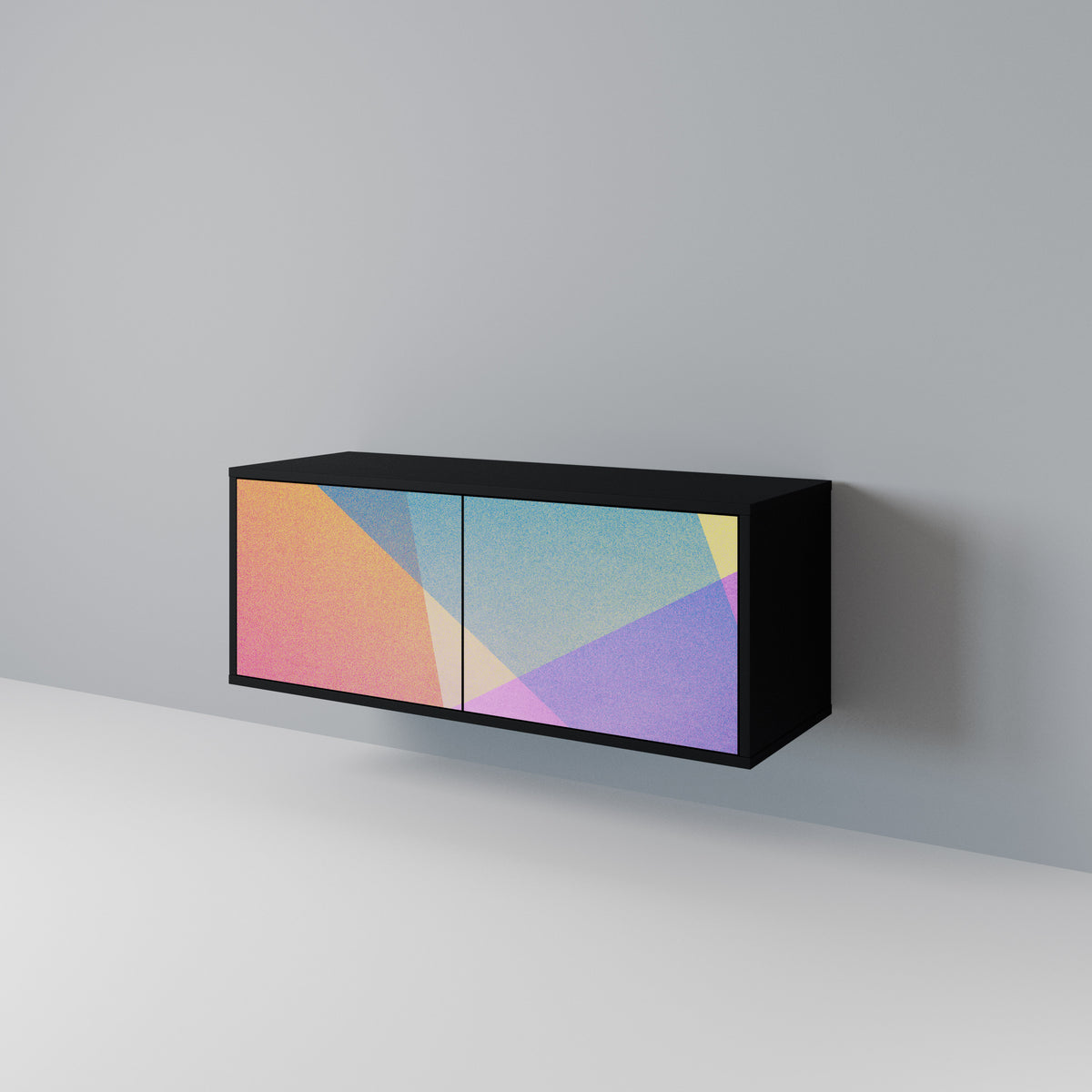BRIGHT GEOMETRY Kompakt TV-bänk med 2 dörrar