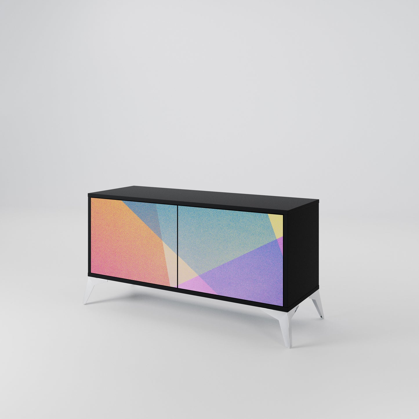 BRIGHT GEOMETRY Kompakt TV-bänk med 2 dörrar