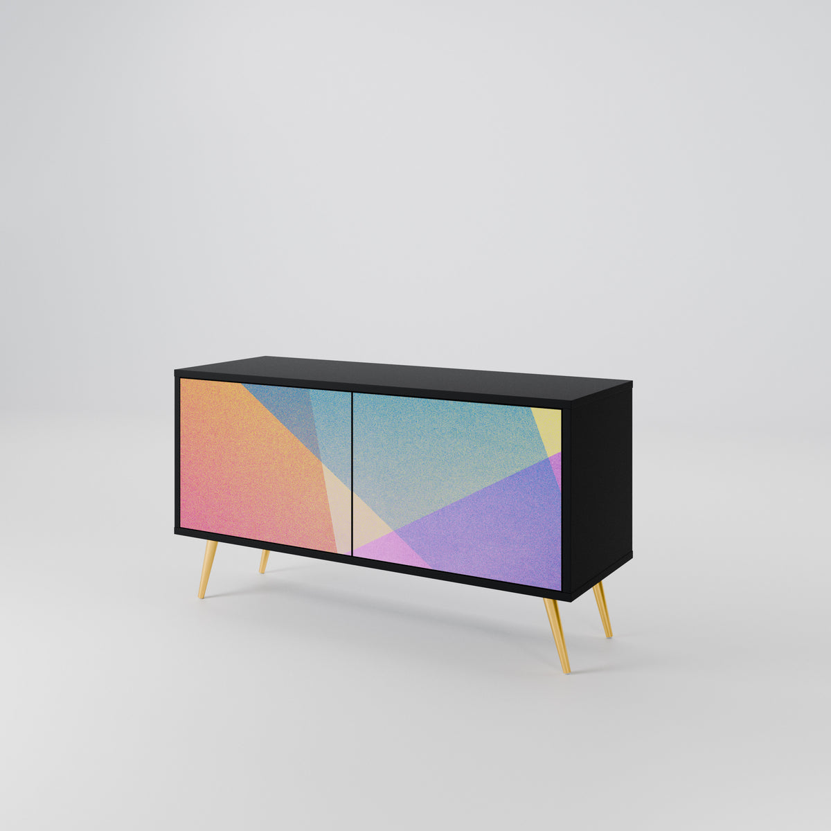 BRIGHT GEOMETRY Kompakt TV-bänk med 2 dörrar