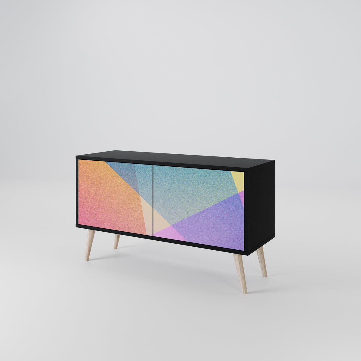 BRIGHT GEOMETRY Kompakt TV-bänk med 2 dörrar