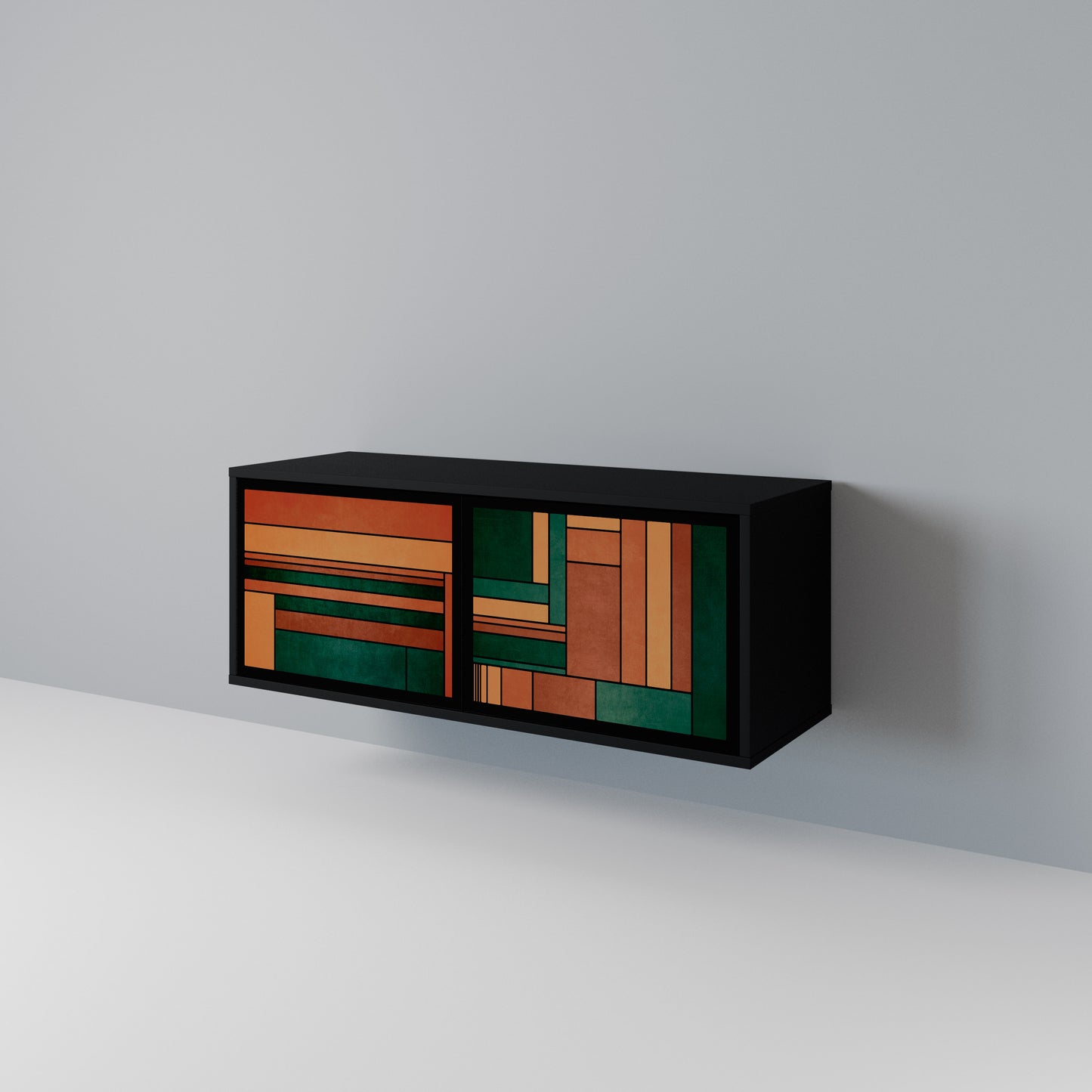 EARTHY FIGURES Kompakt TV-bänk med 2 dörrar