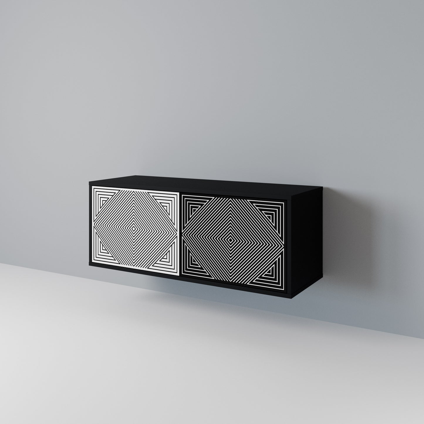 POLYGON ILLUSION Kompakt TV-bänk med 2 dörrar