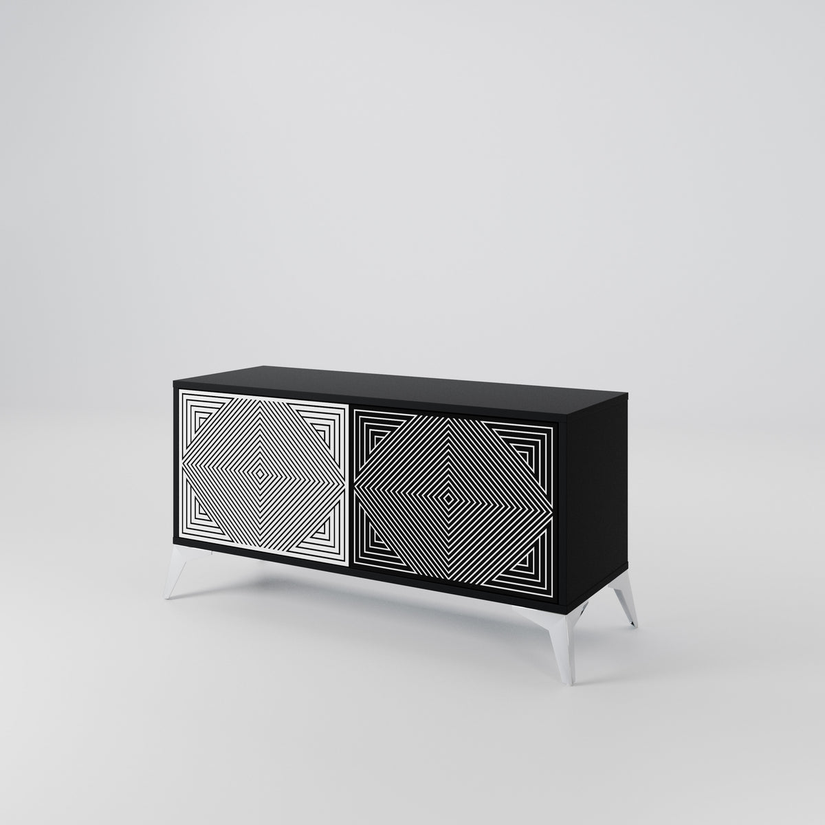 POLYGON ILLUSION Kompakt TV-bänk med 2 dörrar
