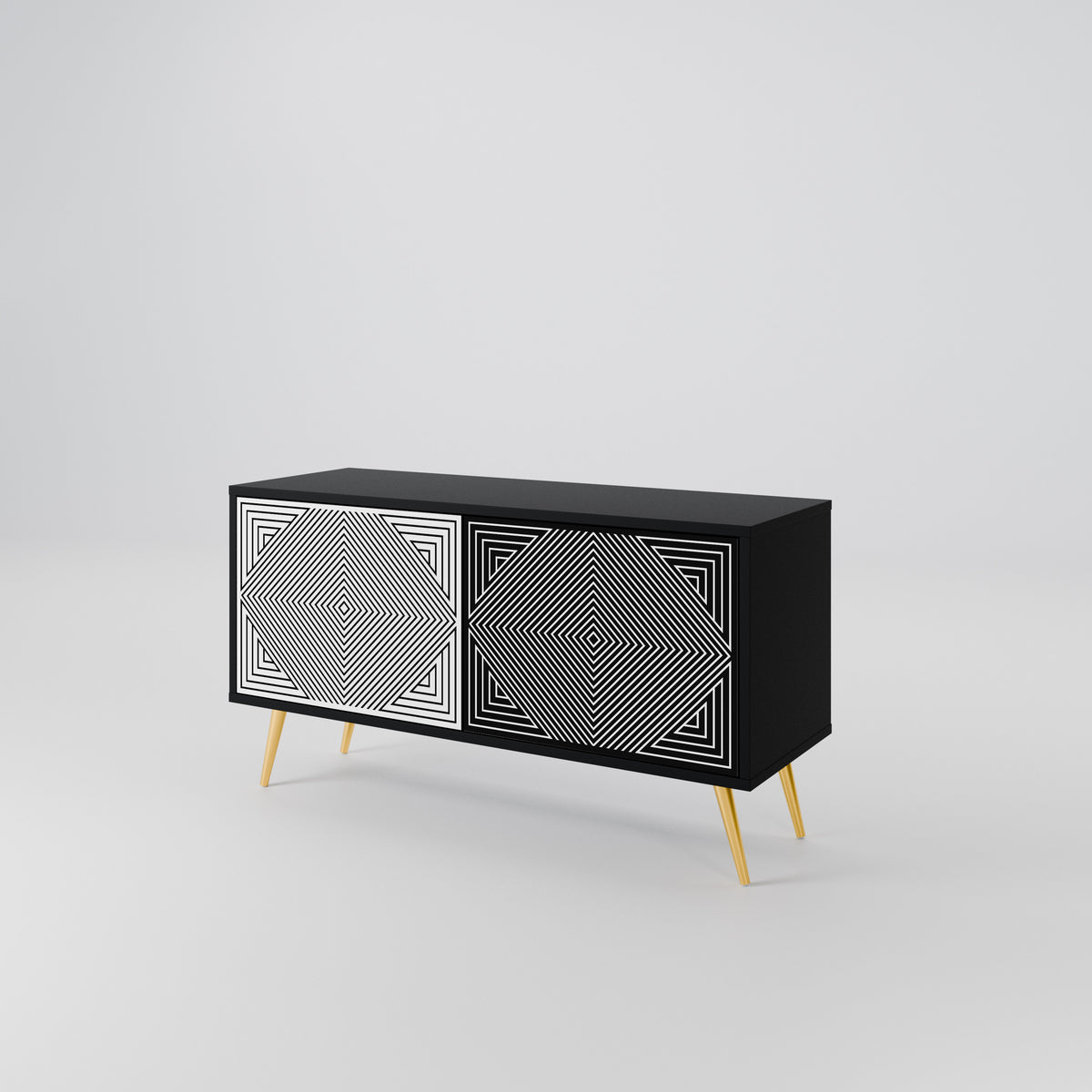 POLYGON ILLUSION Kompakt TV-bänk med 2 dörrar