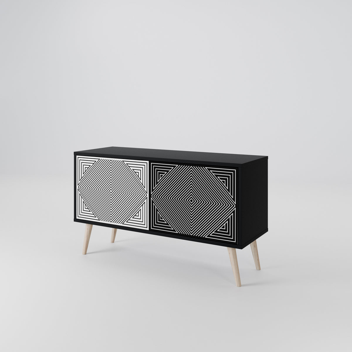 POLYGON ILLUSION Kompakt TV-bänk med 2 dörrar