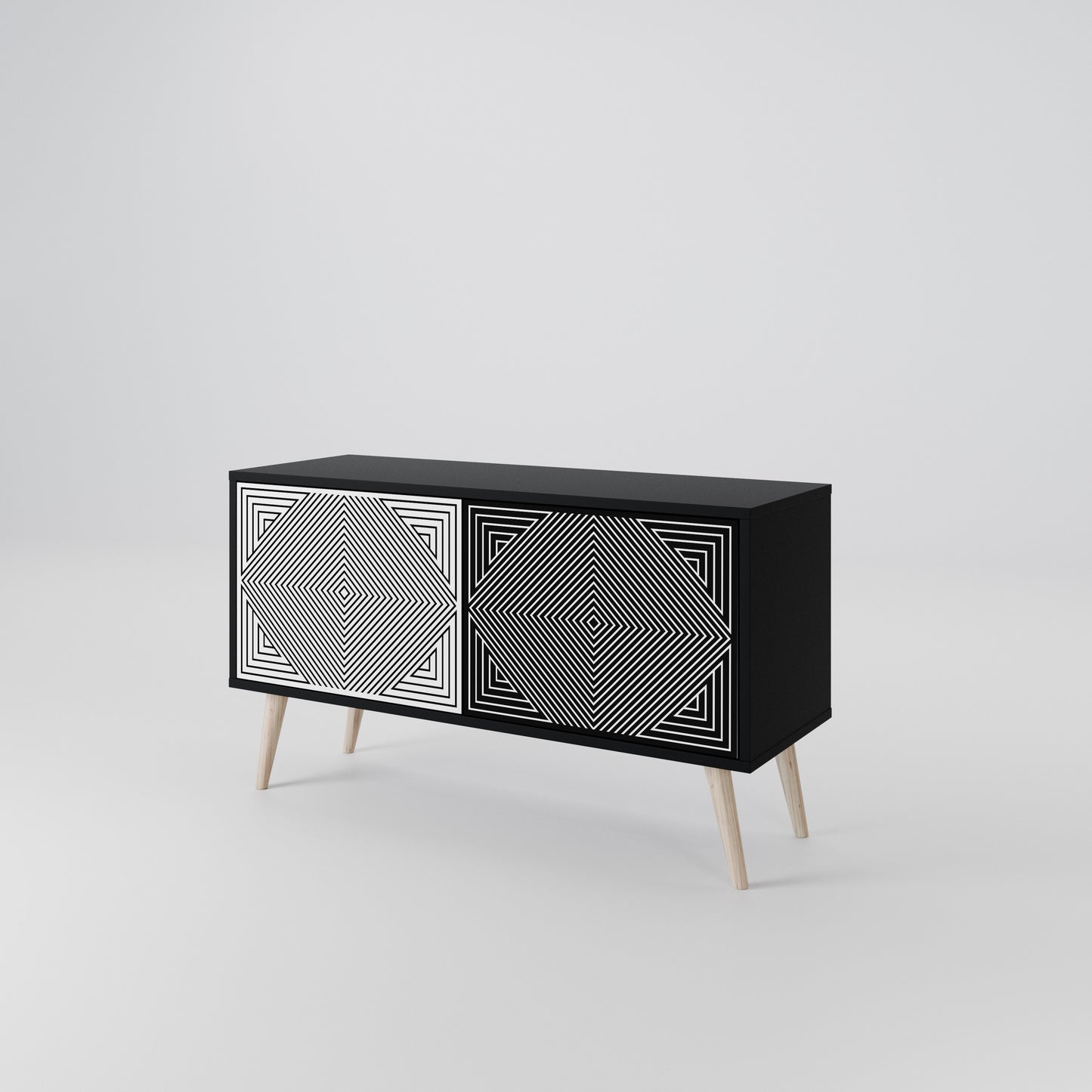 POLYGON ILLUSION Kompakt TV-bänk med 2 dörrar
