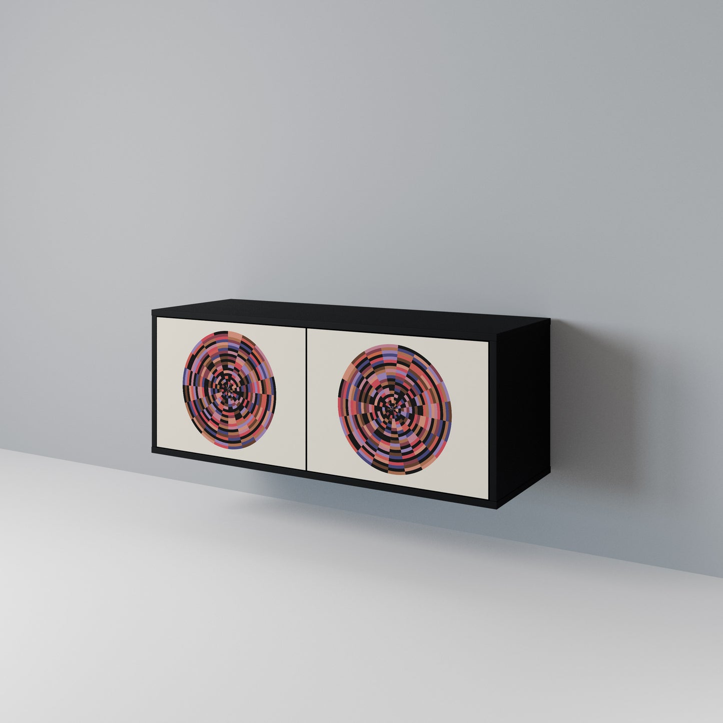 BROWN CIRCLES Kompakt TV-bänk med 2 dörrar