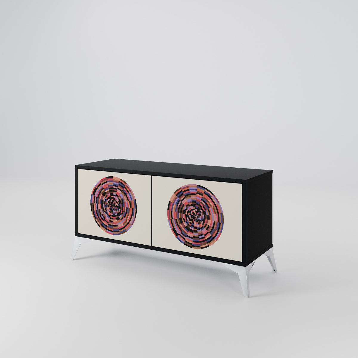 BROWN CIRCLES Kompakt TV-bänk med 2 dörrar