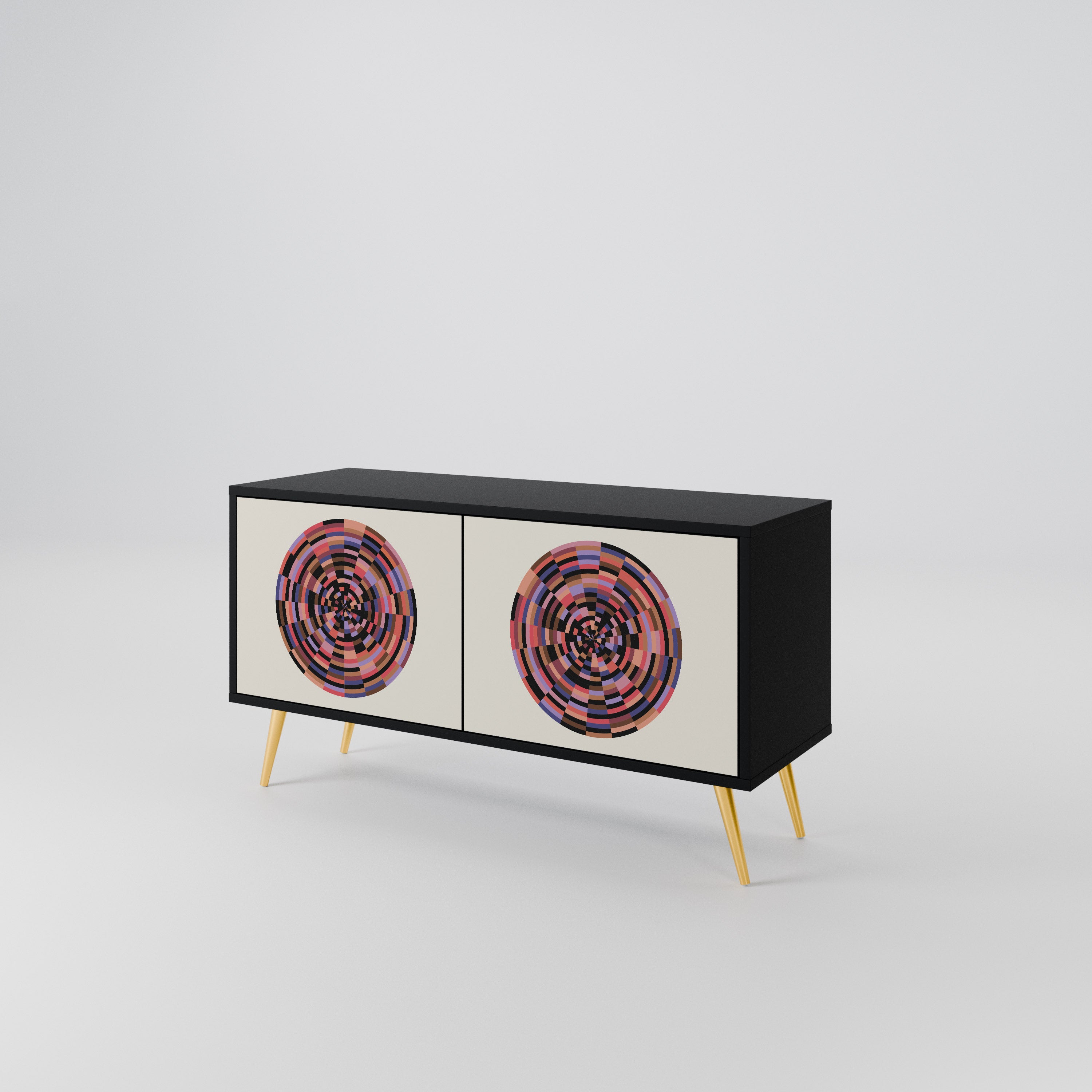 BROWN CIRCLES Compact 2-Door TV Cabinet