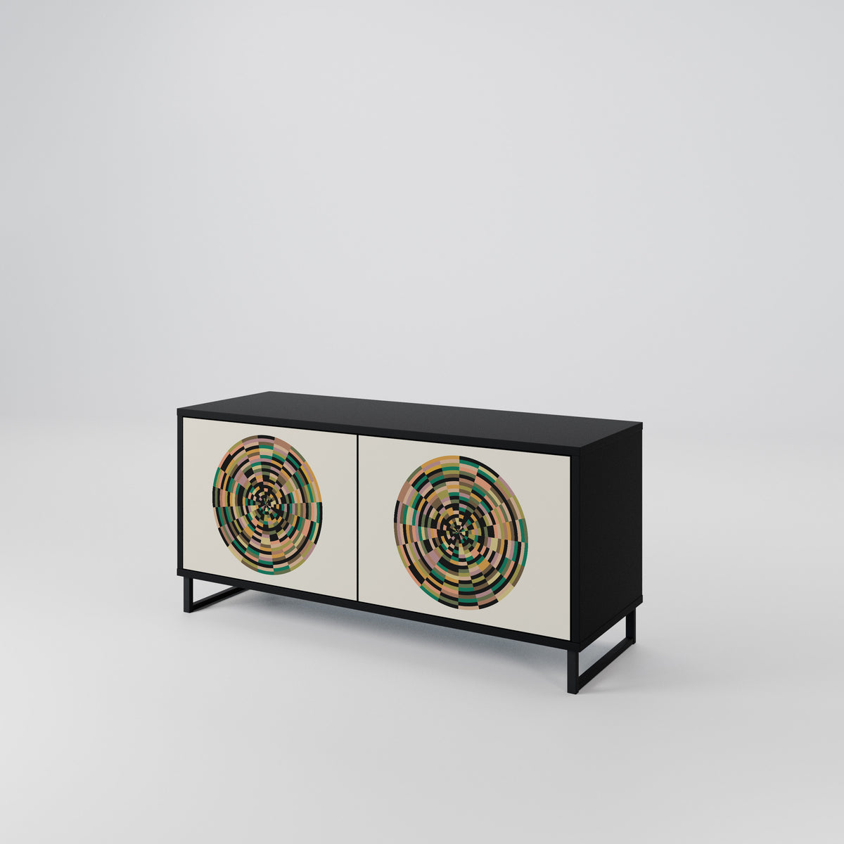 GREEN CIRCLES Kompakt TV-bänk med 2 dörrar
