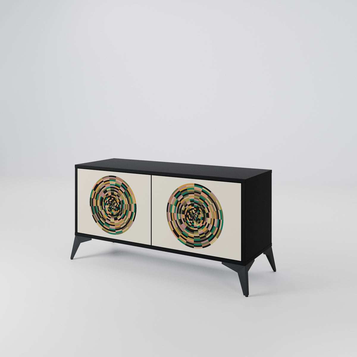 GREEN CIRCLES Kompakt TV-bänk med 2 dörrar