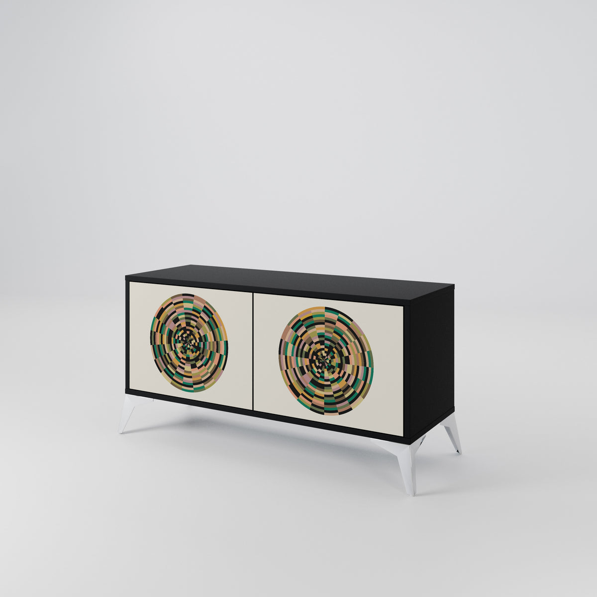 GREEN CIRCLES Kompakt TV-bänk med 2 dörrar