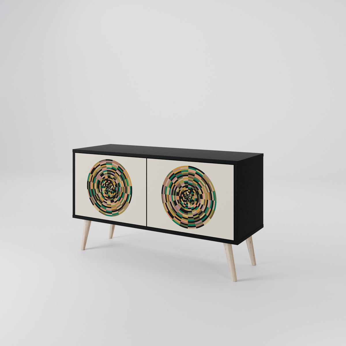 GREEN CIRCLES Kompakt TV-bänk med 2 dörrar
