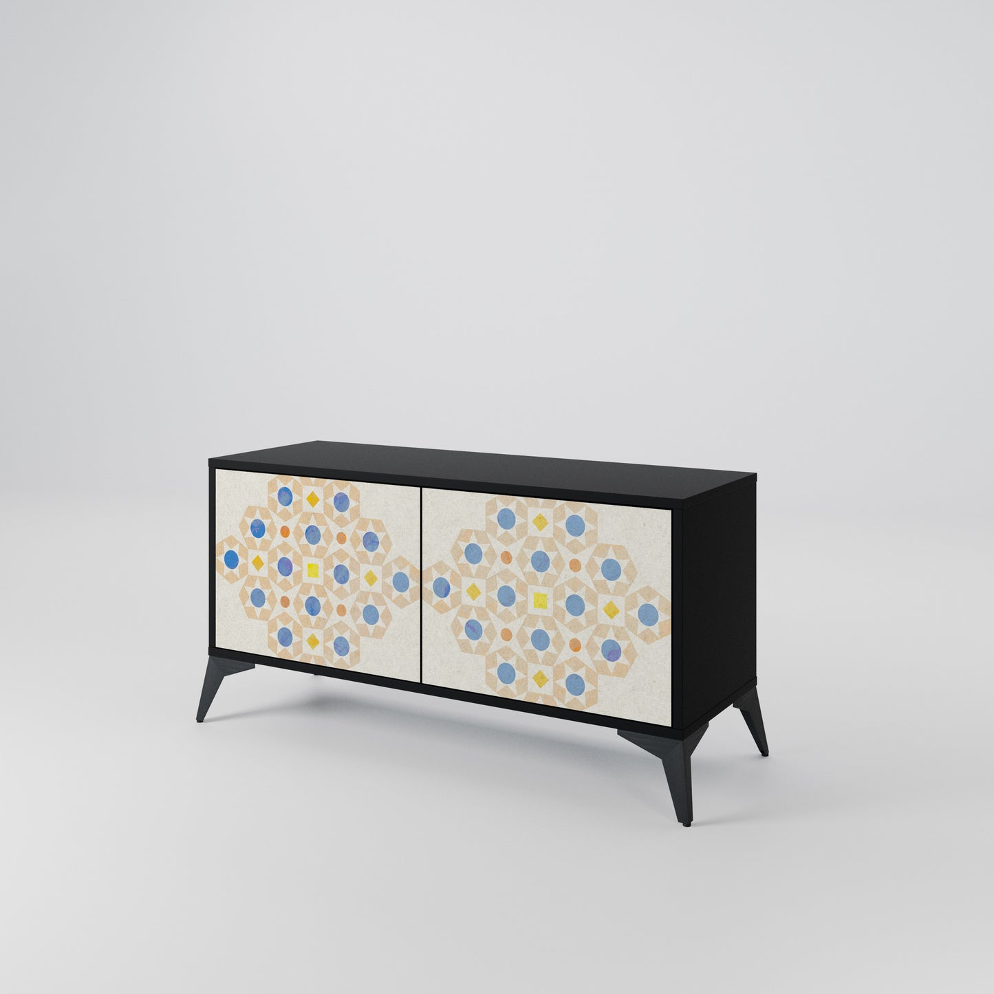 PATTERNED PRISM Kompakt TV-bänk med 2 dörrar
