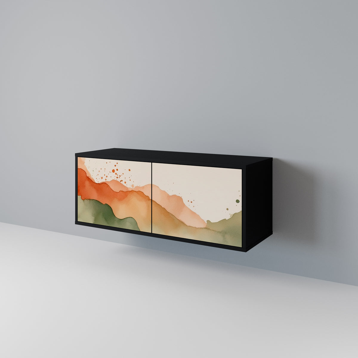 WATERCOLOUR PEAKS Kompakt TV-bänk med 2 dörrar