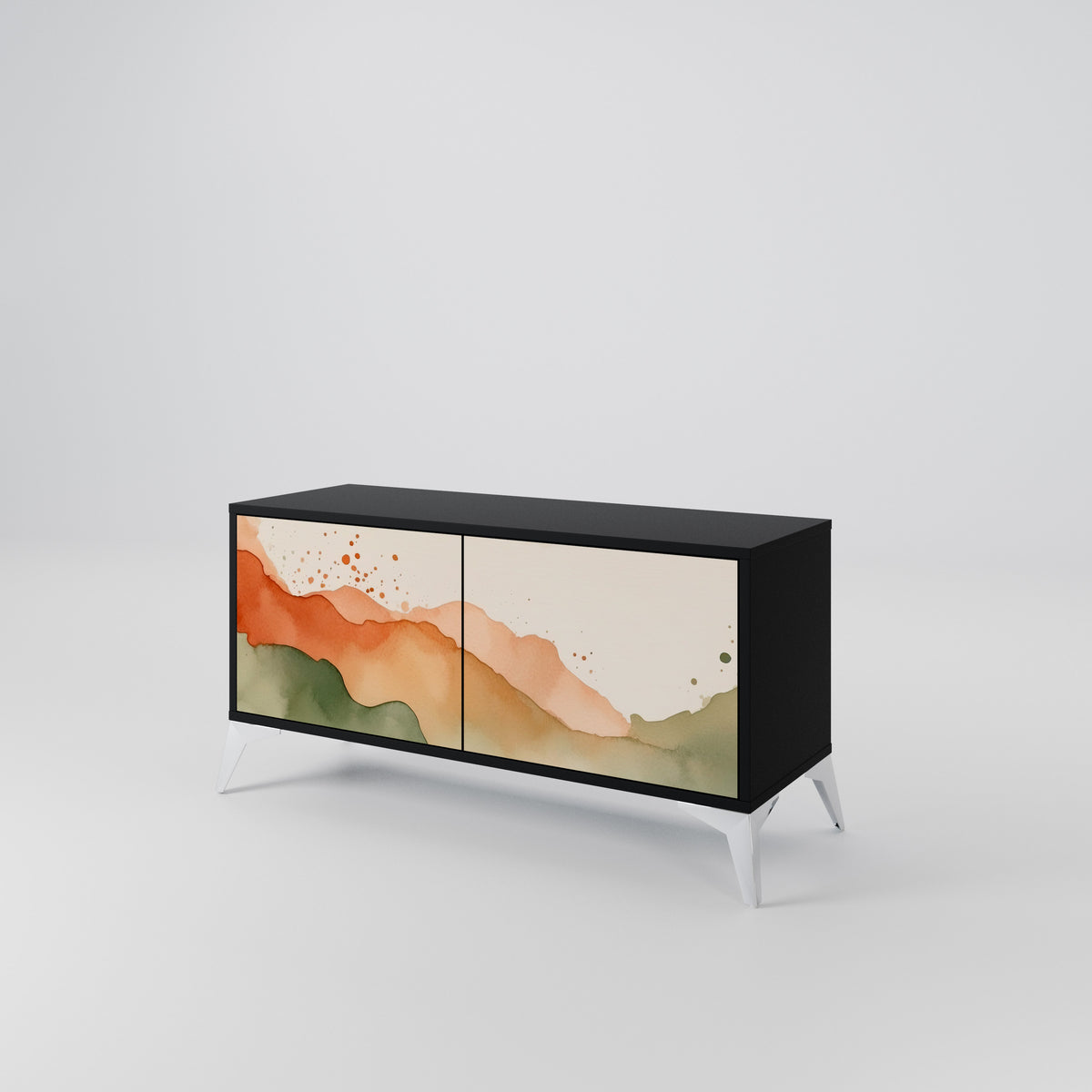 WATERCOLOUR PEAKS Kompakt TV-bänk med 2 dörrar