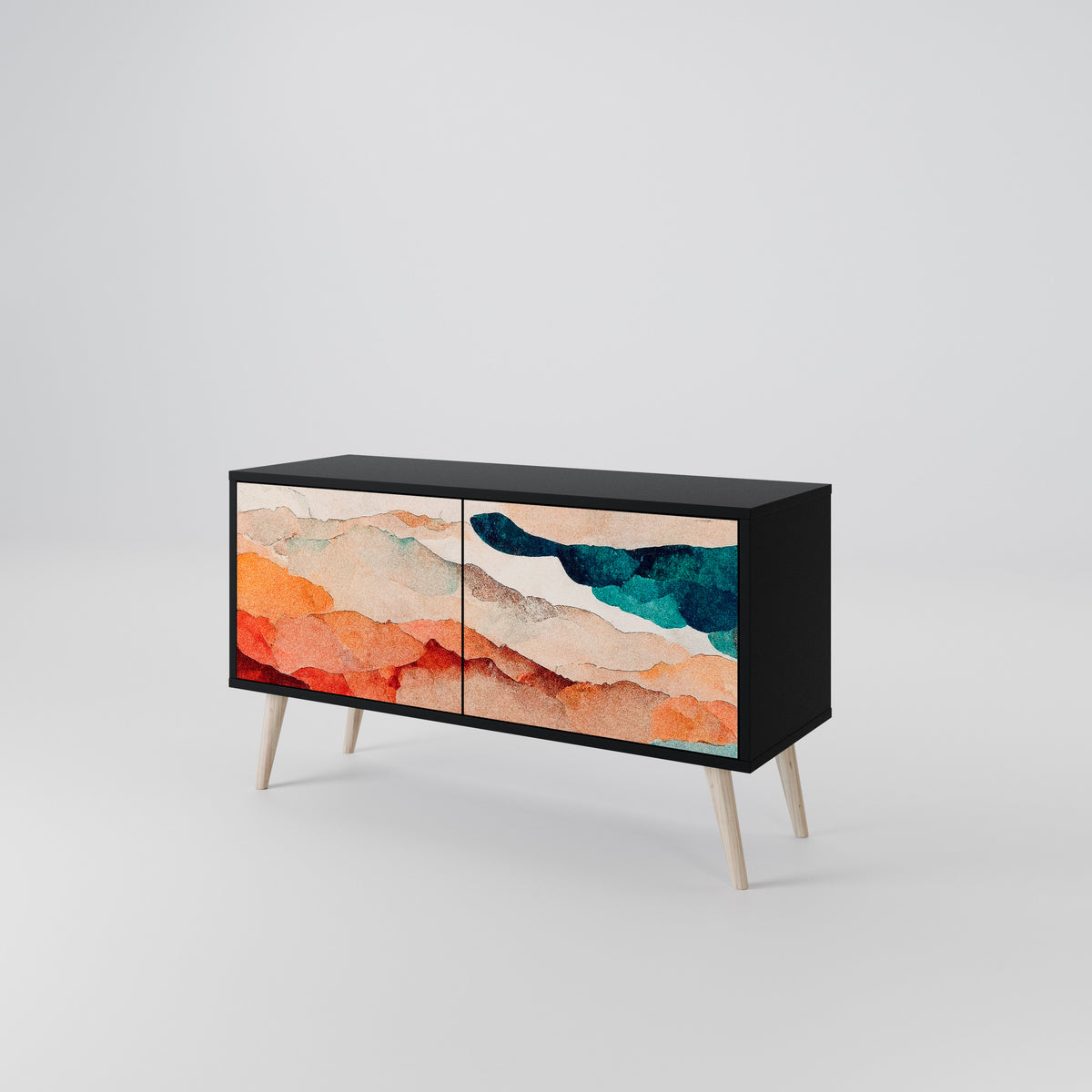 ABSTRACT LANDSCAPE Kompakt TV-bänk med 2 dörrar