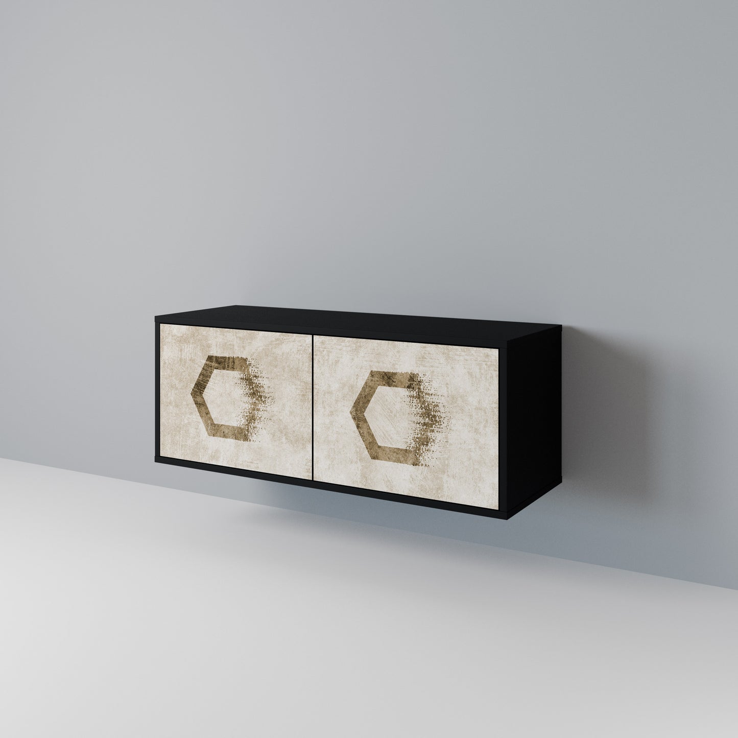 HEXAGONAL SHAPES Kompakt TV-bänk med 2 dörrar