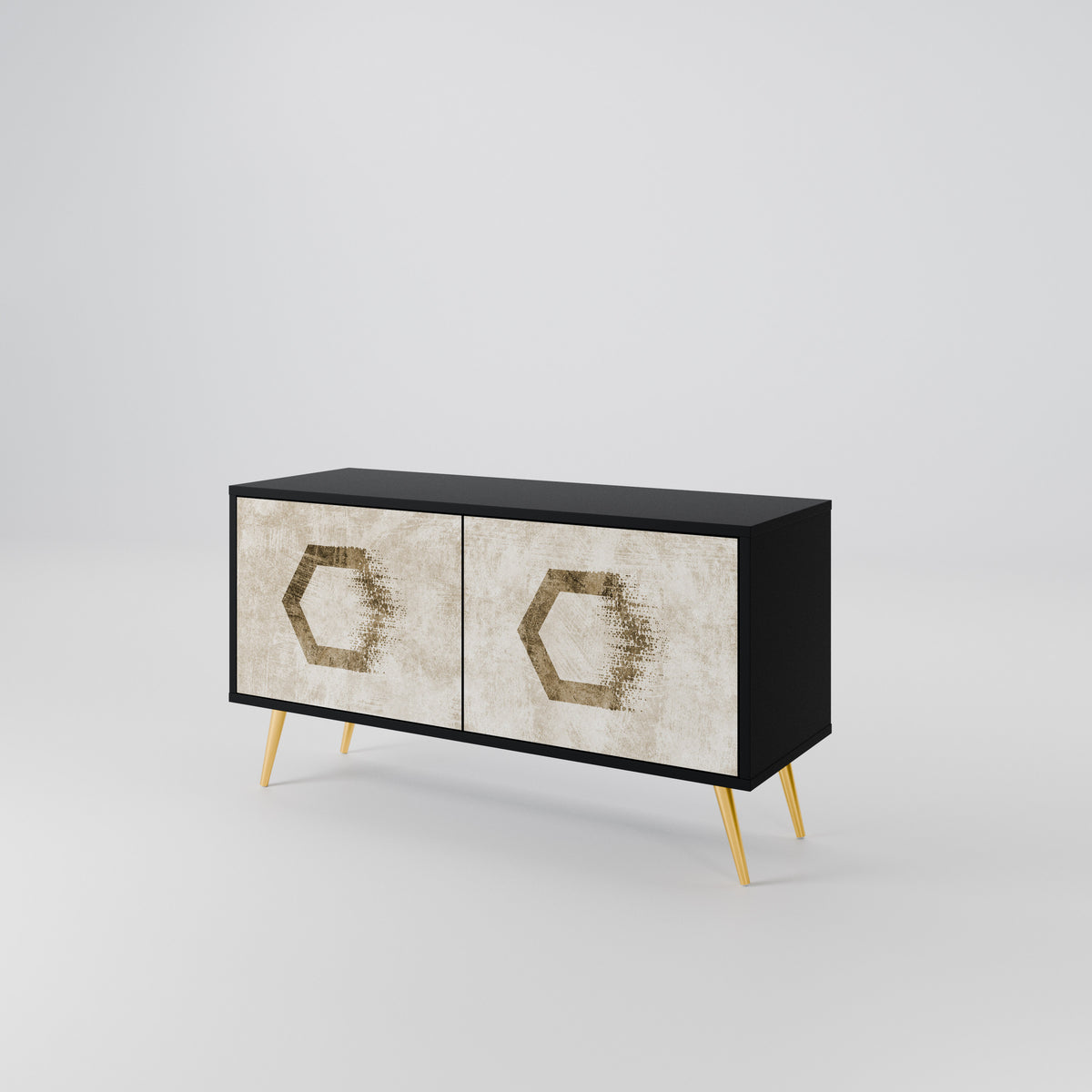 HEXAGONAL SHAPES Kompakt TV-bänk med 2 dörrar