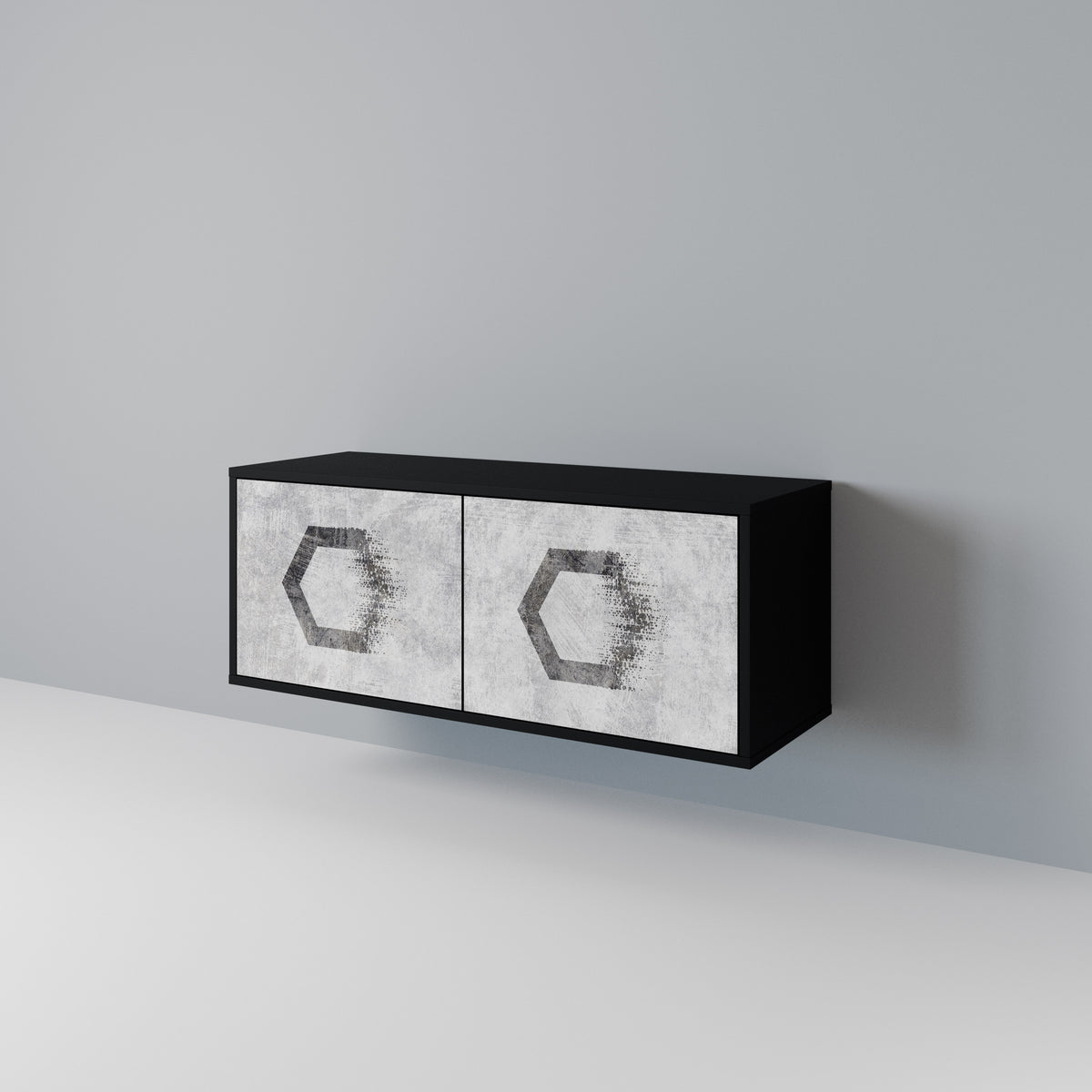 HEXAGONAL FIGURES Kompakt TV-bänk med 2 dörrar