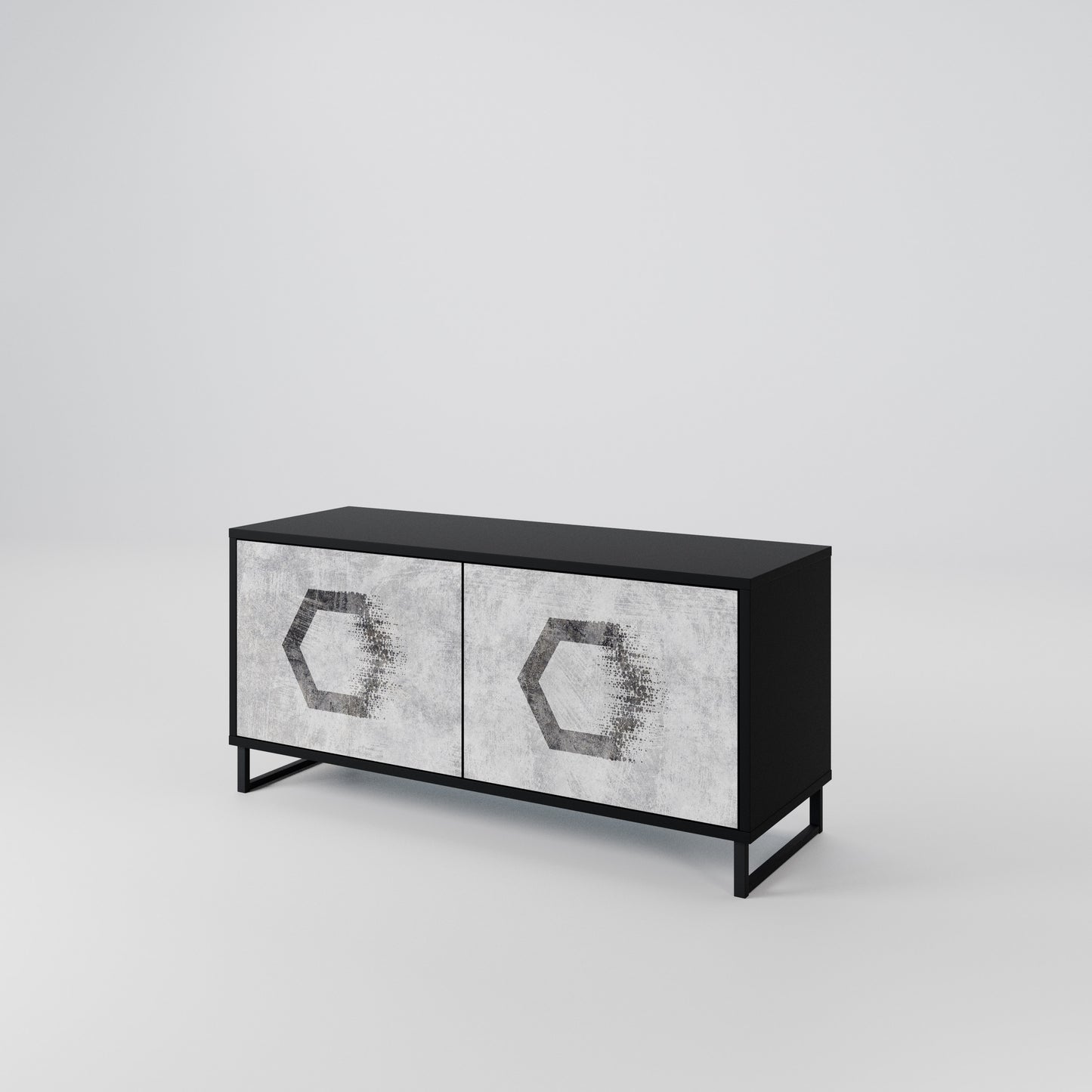 HEXAGONAL FIGURES Kompakt TV-bänk med 2 dörrar