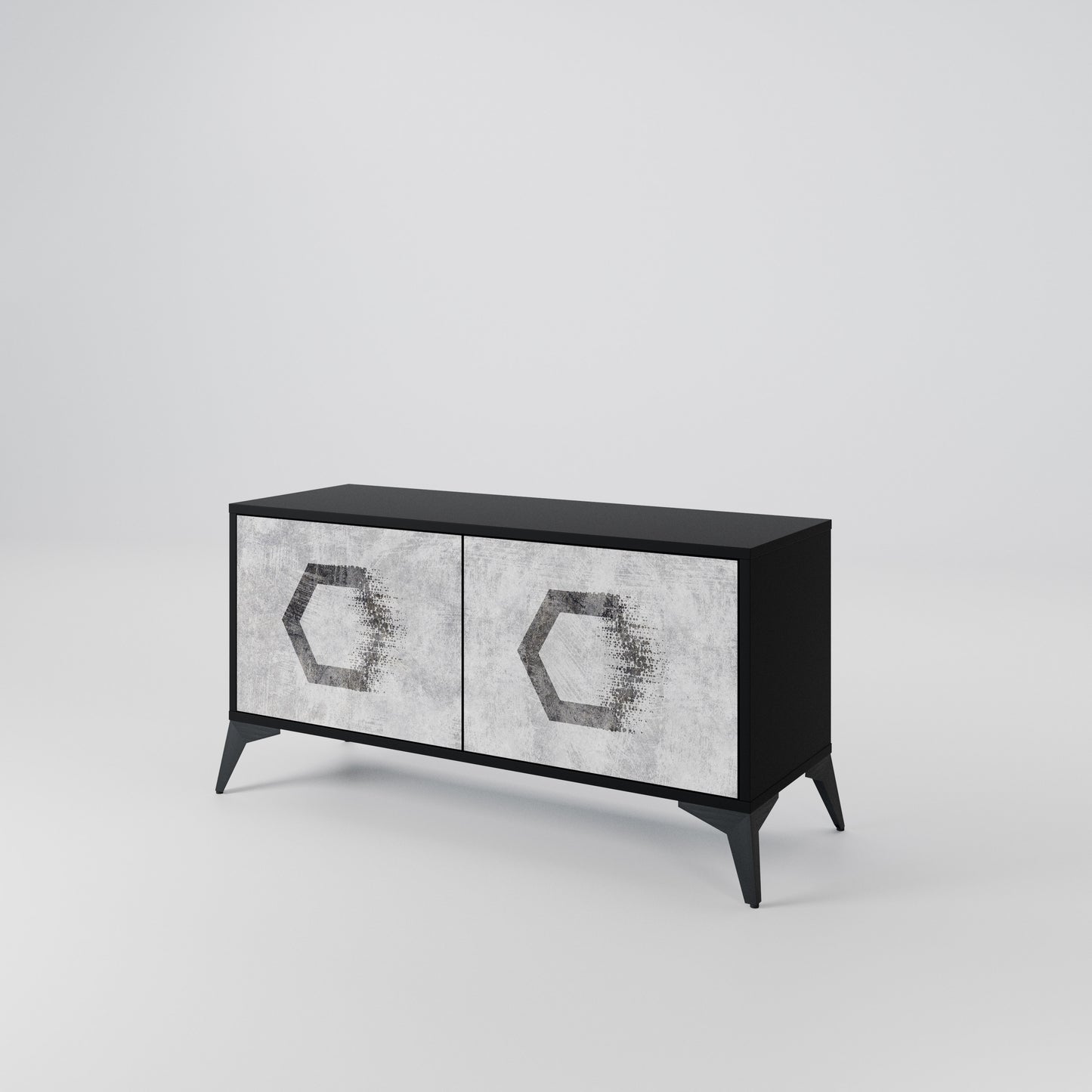 HEXAGONAL FIGURES Kompakt TV-bänk med 2 dörrar