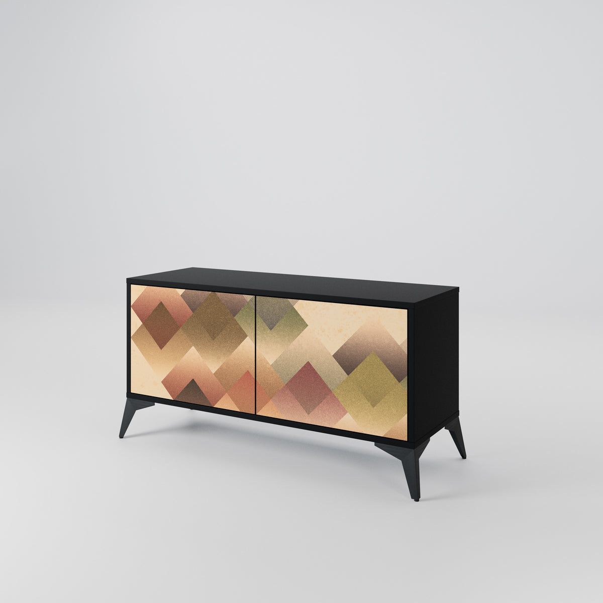 GEOMETRIC FUSION Kompakt TV-bänk med 2 dörrar