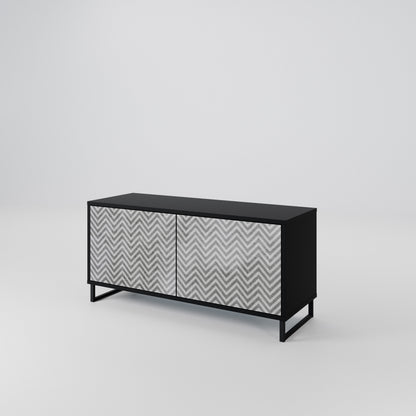 CONCRETE ZIG ZAG Kompakt TV-bänk med 2 dörrar