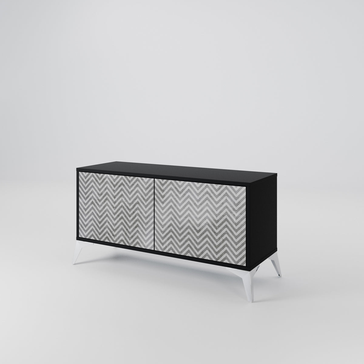 CONCRETE ZIG ZAG Compact 2-Door TV Cabinet