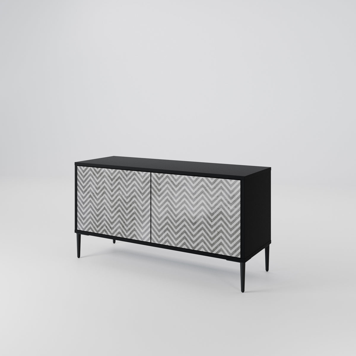 CONCRETE ZIG ZAG Kompakt TV-bänk med 2 dörrar