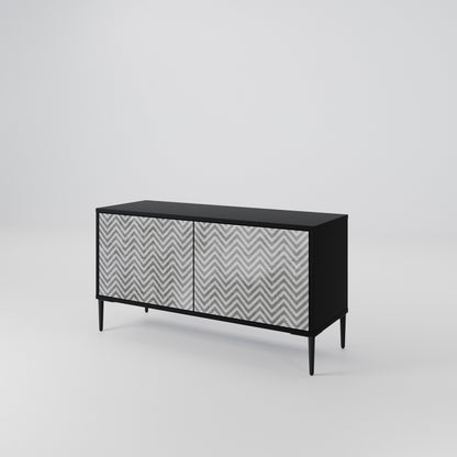 CONCRETE ZIG ZAG Kompakt TV-bänk med 2 dörrar