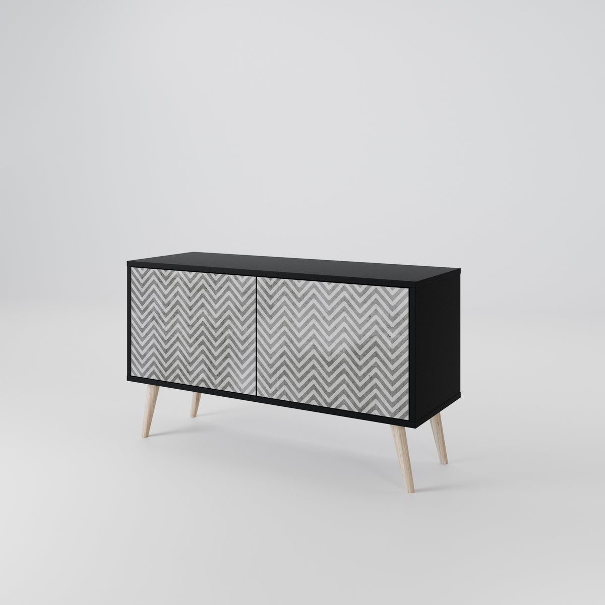 CONCRETE ZIG ZAG Kompakt TV-bänk med 2 dörrar