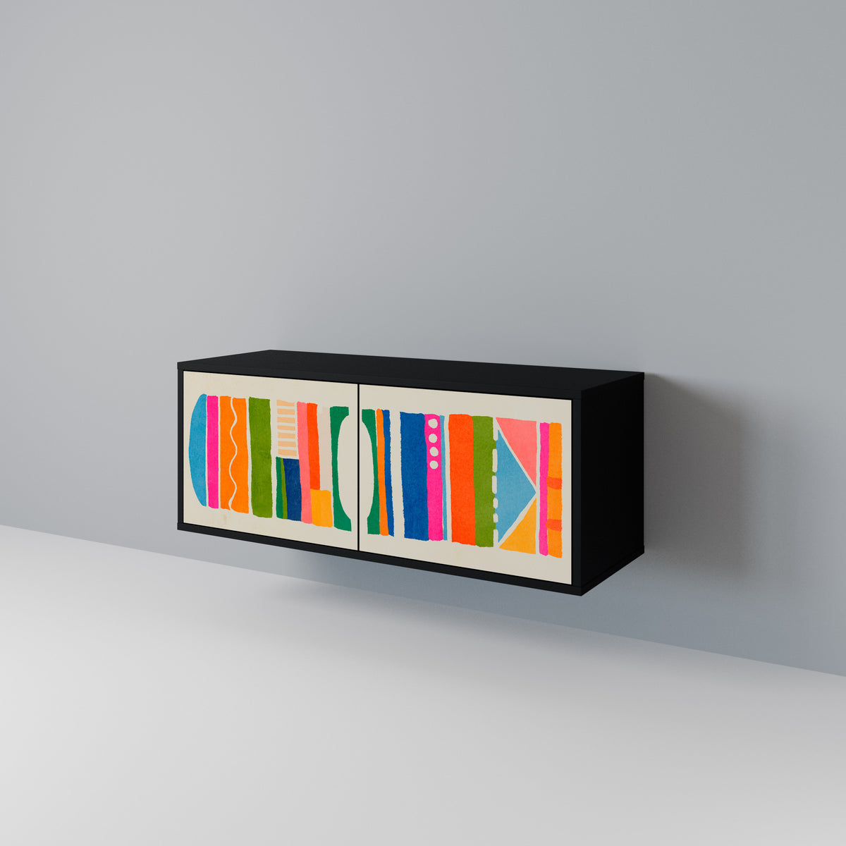 GEOMETRIC SHINE Kompakt TV-bänk med 2 dörrar