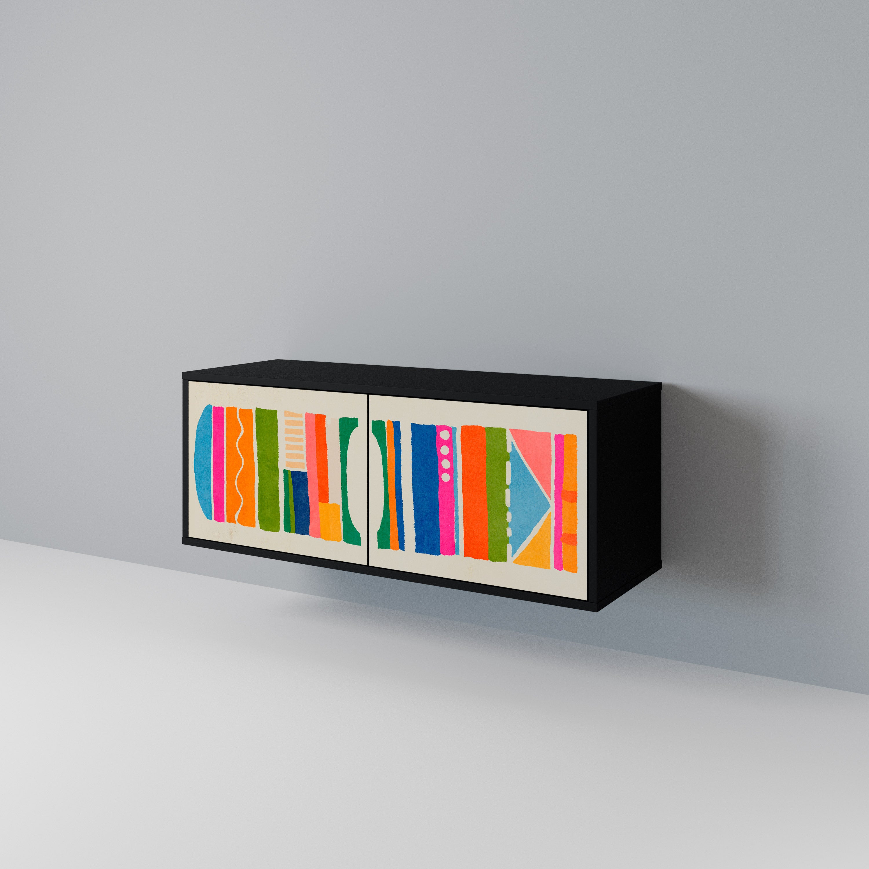 GEOMETRIC SHINE Kompakt TV-bänk med 2 dörrar