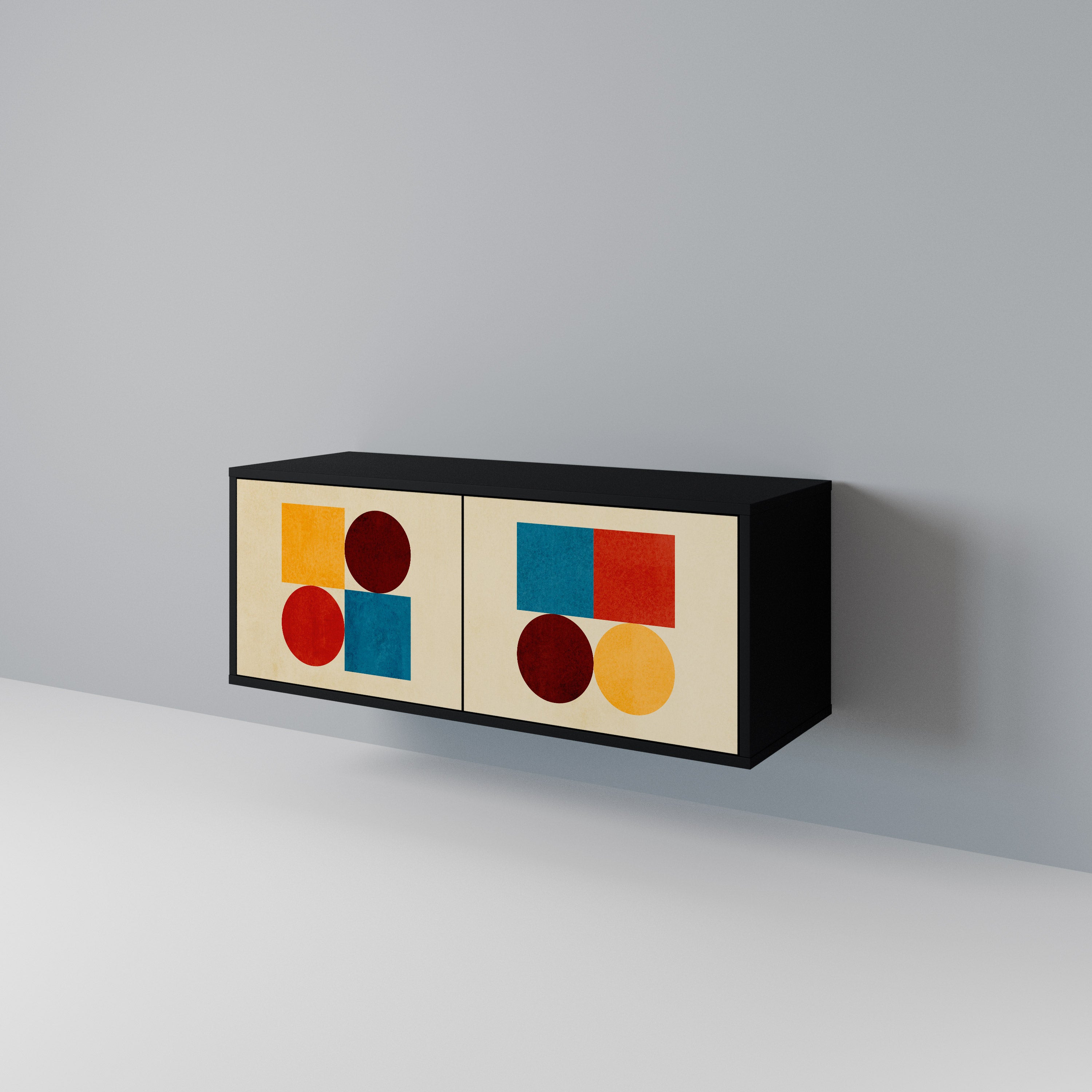 GEOMETRIC PUZZLE Kompakt TV-bänk med 2 dörrar