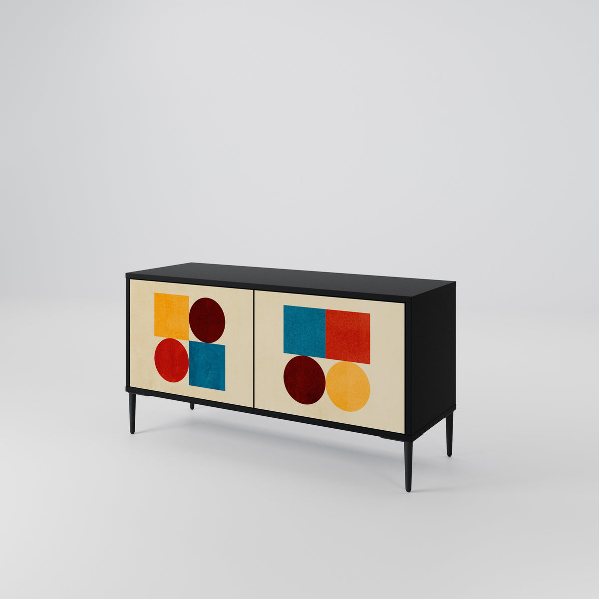 GEOMETRIC PUZZLE Kompakt TV-bänk med 2 dörrar