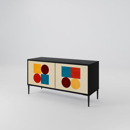 GEOMETRIC PUZZLE Kompakt TV-bänk med 2 dörrar