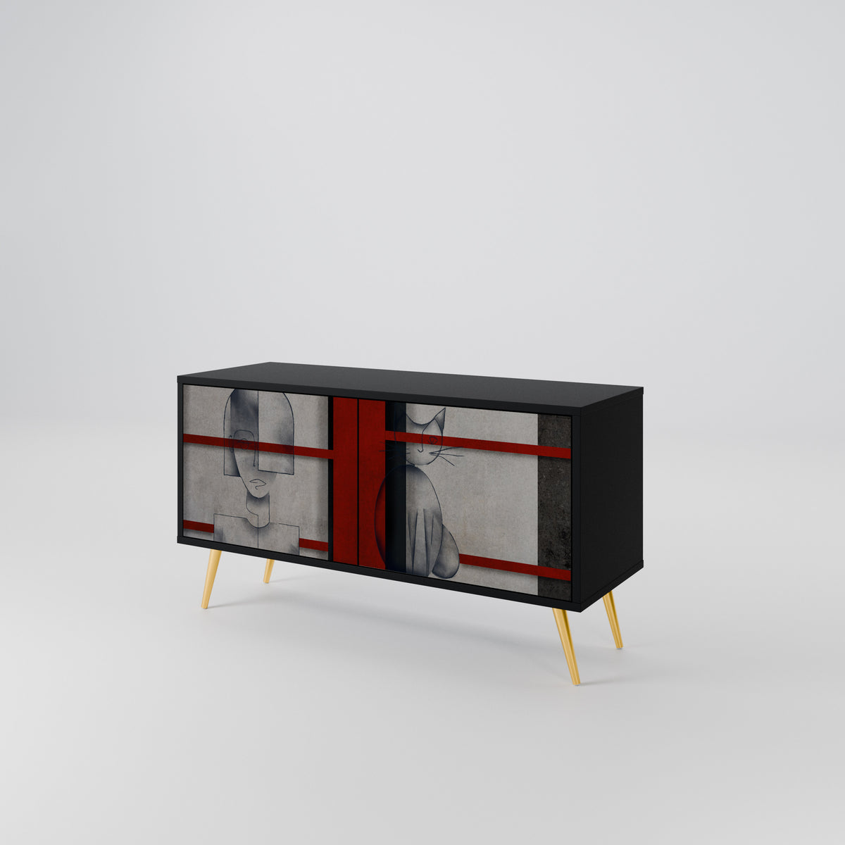 GRAY FIGURES Compact 2-Door TV Cabinet