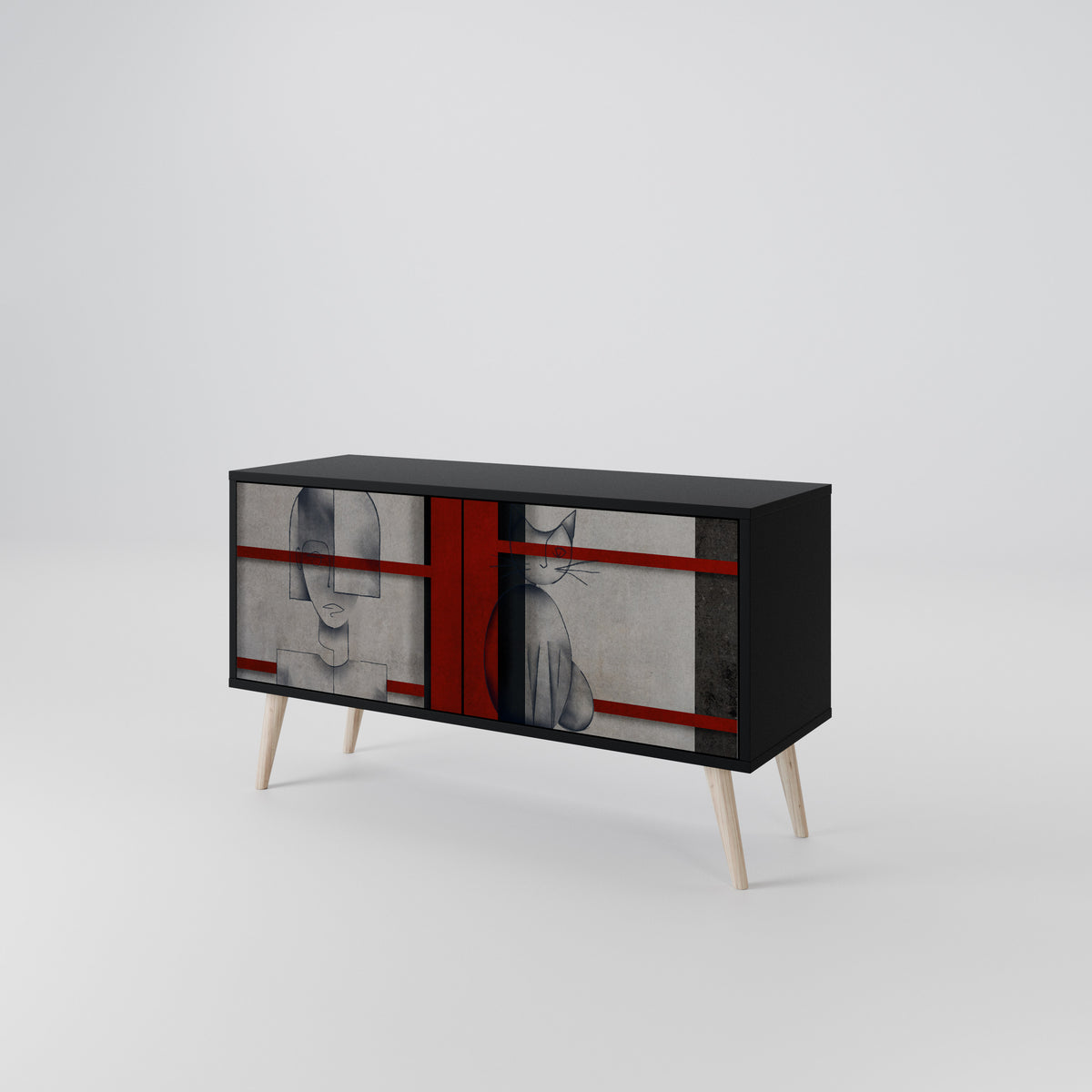 GRAY FIGURES Compact 2-Door TV Cabinet