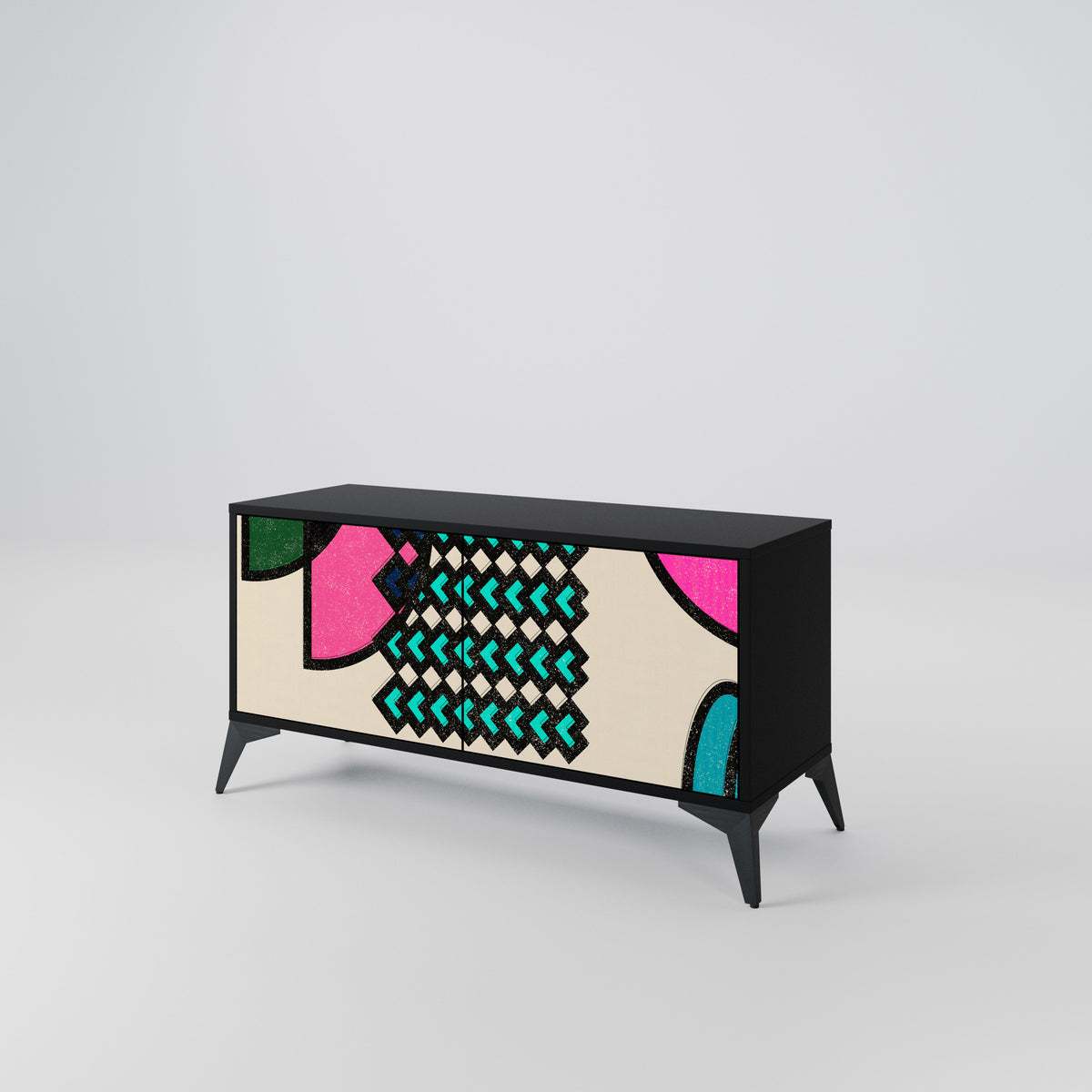 GEOMETRIC RHAPSODY Kompakt TV-bänk med 2 dörrar