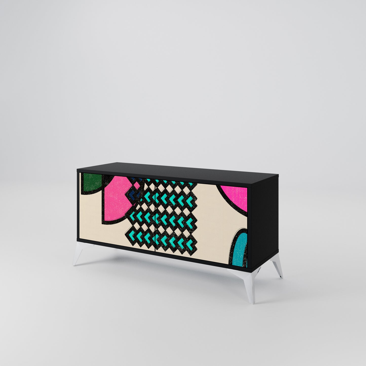 GEOMETRIC RHAPSODY Kompakt TV-bänk med 2 dörrar