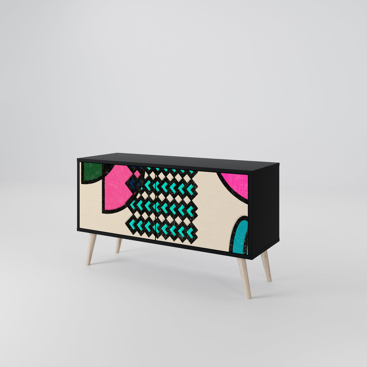 GEOMETRIC RHAPSODY Kompakt TV-bänk med 2 dörrar
