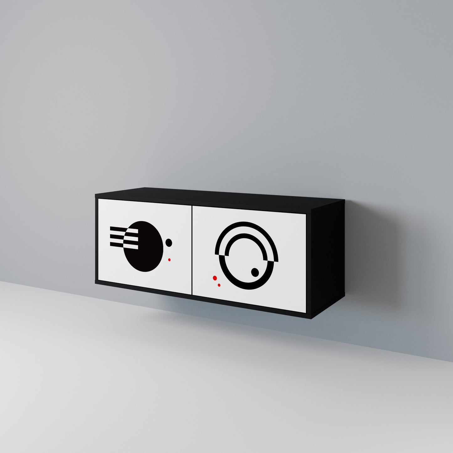 BLACK AND WHITE COMBINATION Kompakt TV-bänk med 2 dörrar
