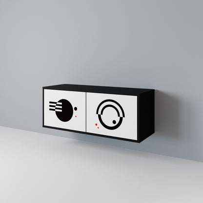 BLACK AND WHITE COMBINATION Kompakt TV-bänk med 2 dörrar