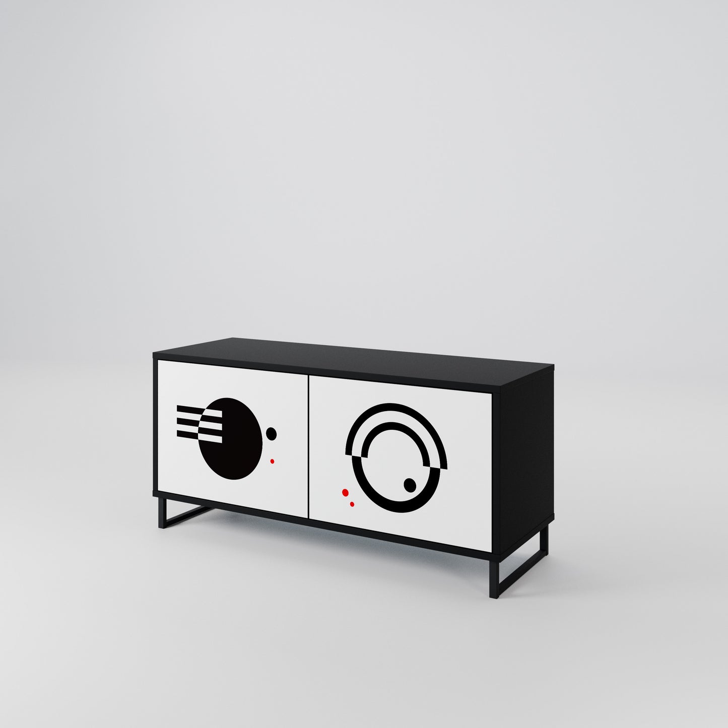 BLACK AND WHITE COMBINATION Kompakt TV-bänk med 2 dörrar