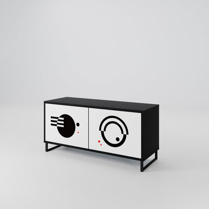 BLACK AND WHITE COMBINATION Kompakt TV-bänk med 2 dörrar