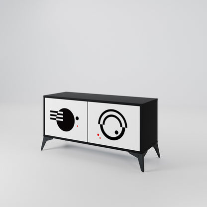 BLACK AND WHITE COMBINATION Kompakt TV-bänk med 2 dörrar