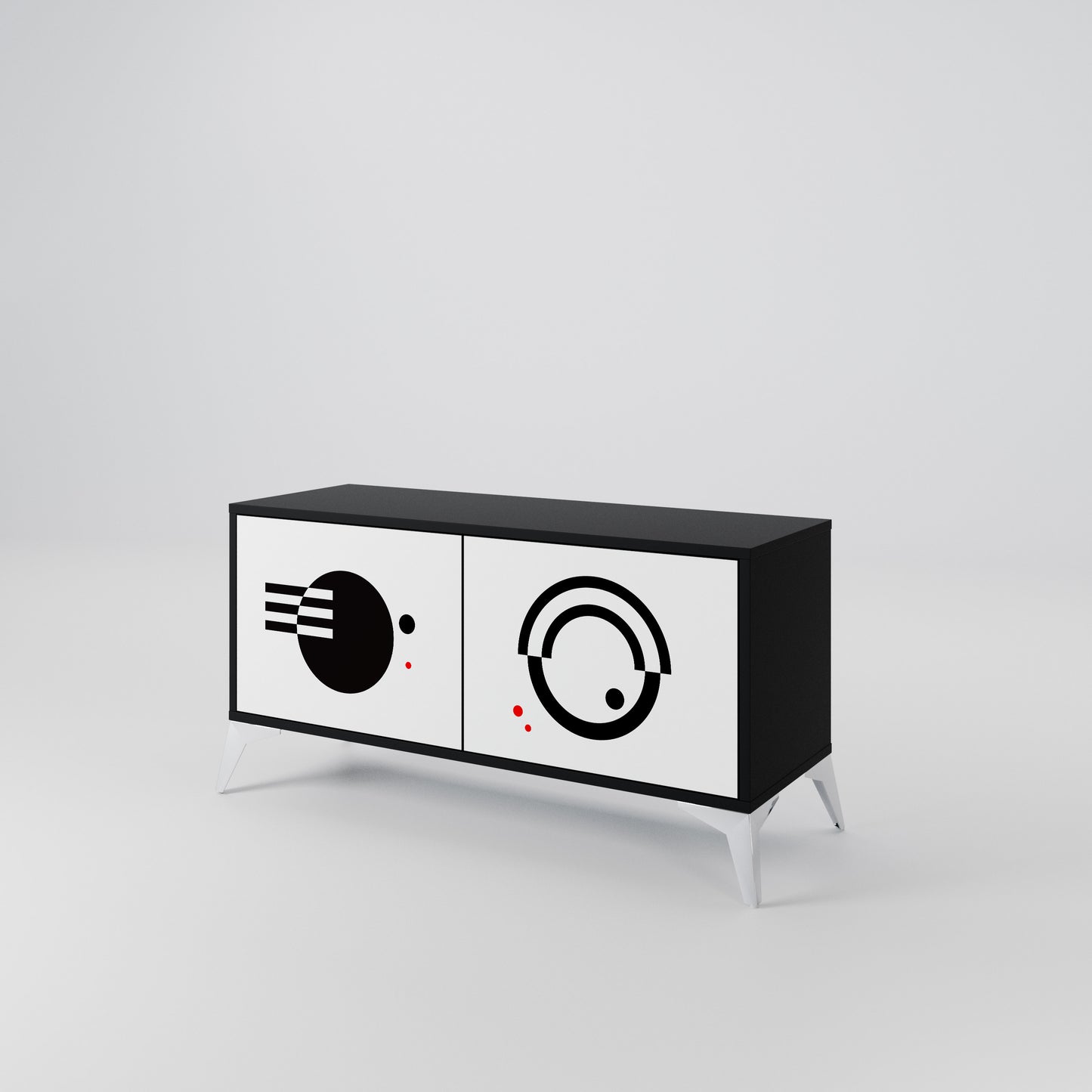 BLACK AND WHITE COMBINATION Kompakt TV-bänk med 2 dörrar